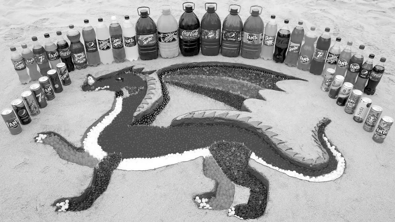 How one can make Rainbow DRAGON with Orbeez Colourful, Huge Coca Cola, Fanta and Mentos & Fashionable Sodas